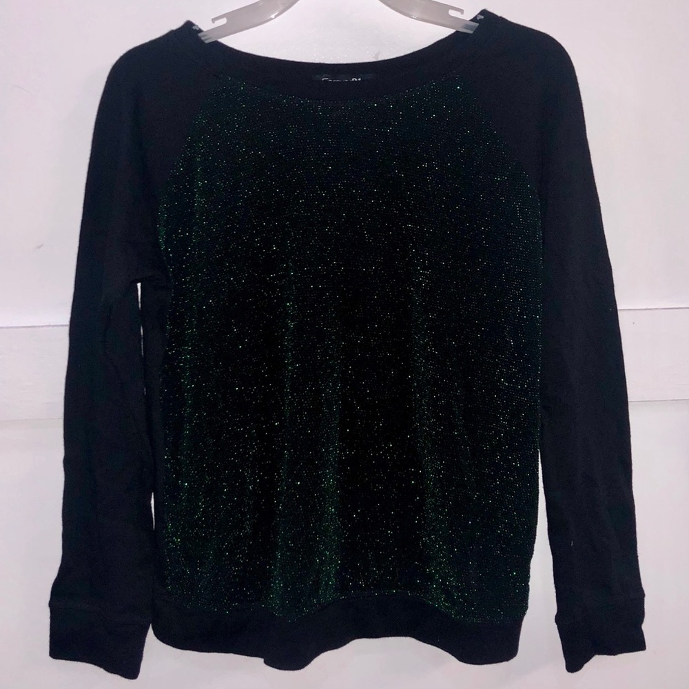 FOREVER 21 Sparkly Green + Black Long Sleeve